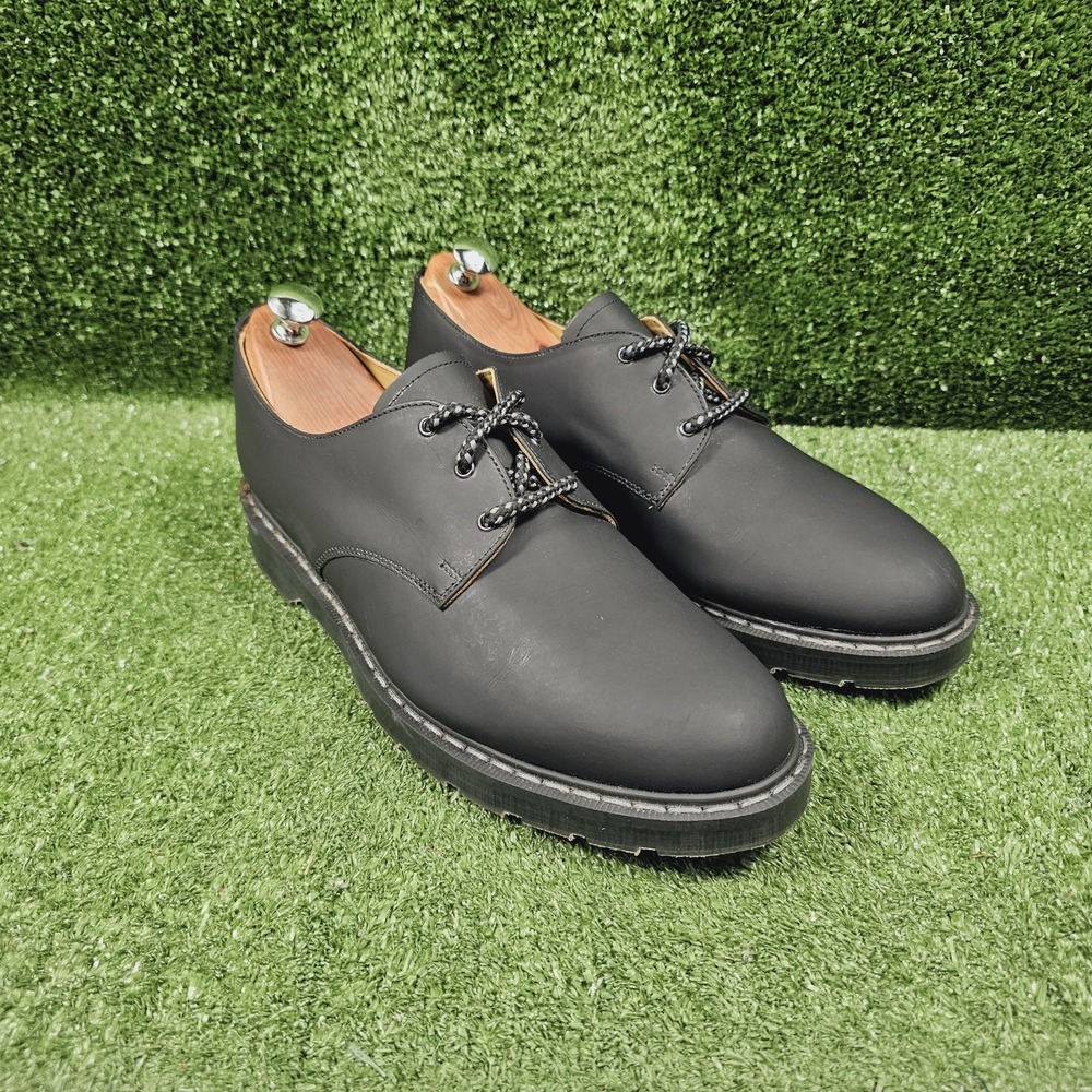 Solovair Black Greasy Gibson 3 Eye Lace-Up Oxford Shoes Mens UK 10.5 US 11.5